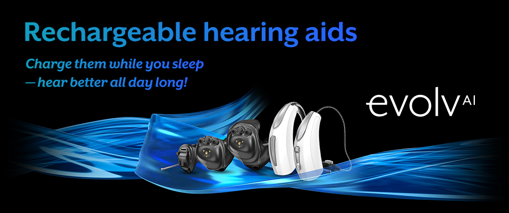 Evolv AI - Rechargeable hearing aids - Charge them while you sleep - hear better all day long!